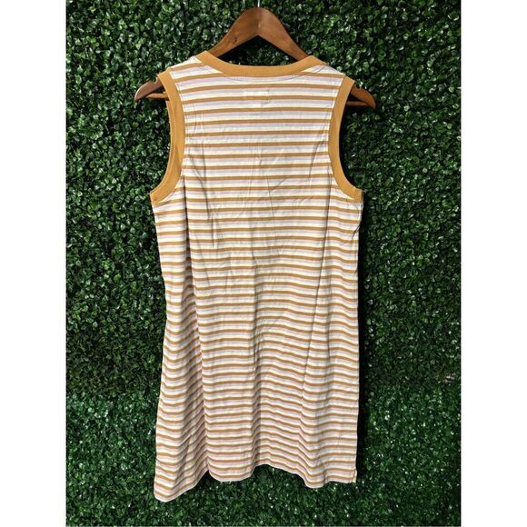 Pact 100% Organic Cotton V Neck Softspun Tank Dress In SoHo Stripe Sz Small NWT - Picture 3 of 3